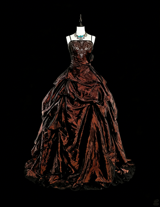 Vintage 1780s Ball Gown Spaghetti Straps Sleeveless With Beadings Long Prom Dresses N1603