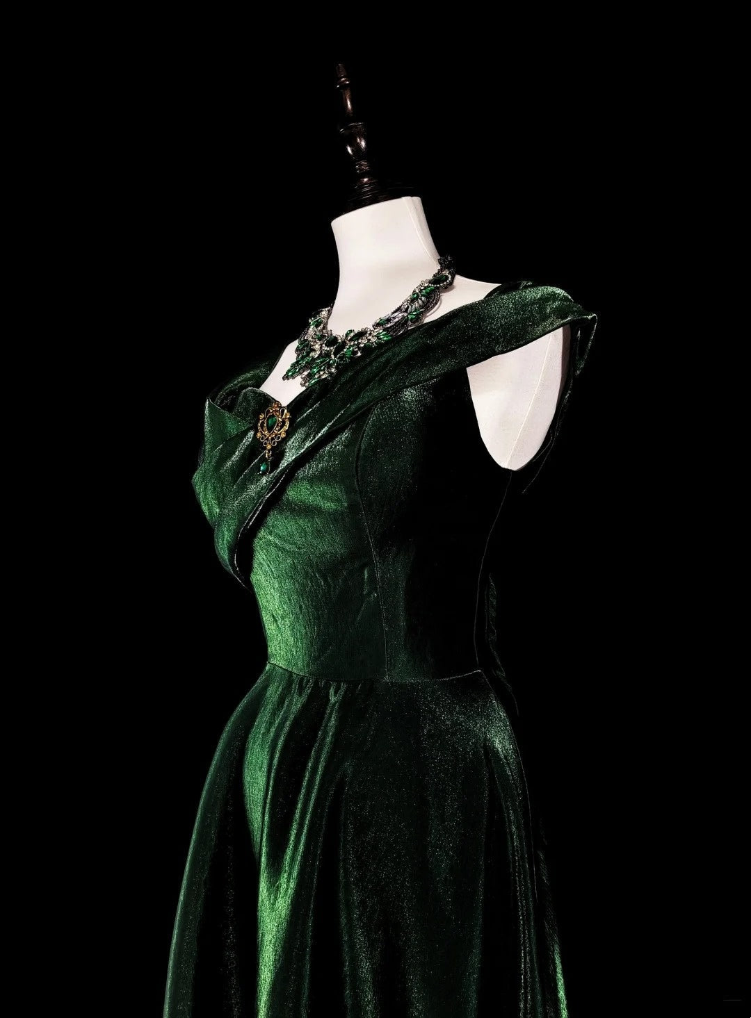 Vintage A Line Sweetheart Dark Green Velvet With Ruffles For High Schools Teens Prom Dresses Long Graduation Dress N1672