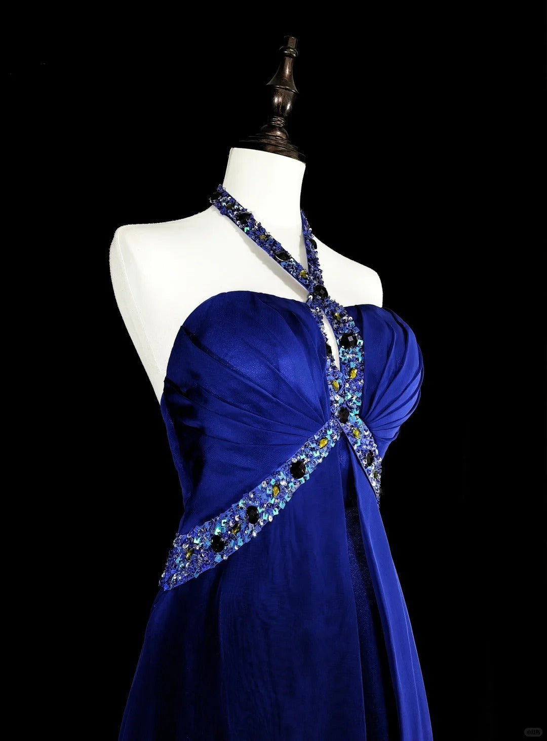 Vintage A line Royal Blue Chiffon 90s Evening Gowns Formal Birthday Dress Long Prom Dresses N1751