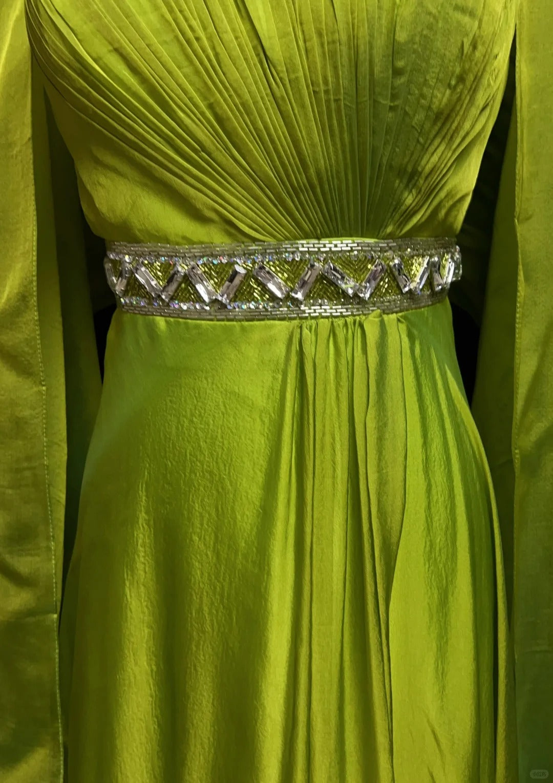 Vintage 90s Prom Dresses A Line Strapless Green Chiffon With Pleated Cape Formal Evening Outfits N3852