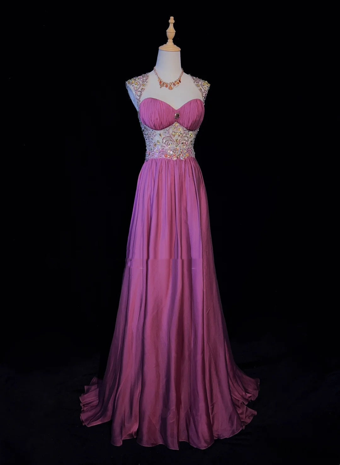 Beautiful Prom Dresses A Line Sweetheart Hot Pink With Beaded Bodice Chiffon Long Evening Outfits N3349