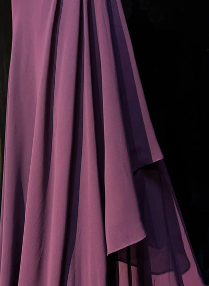 Elegant Prom Dresses A line Purple Chiffon Ruffled Floor Length Formal Evening Outfits N3488