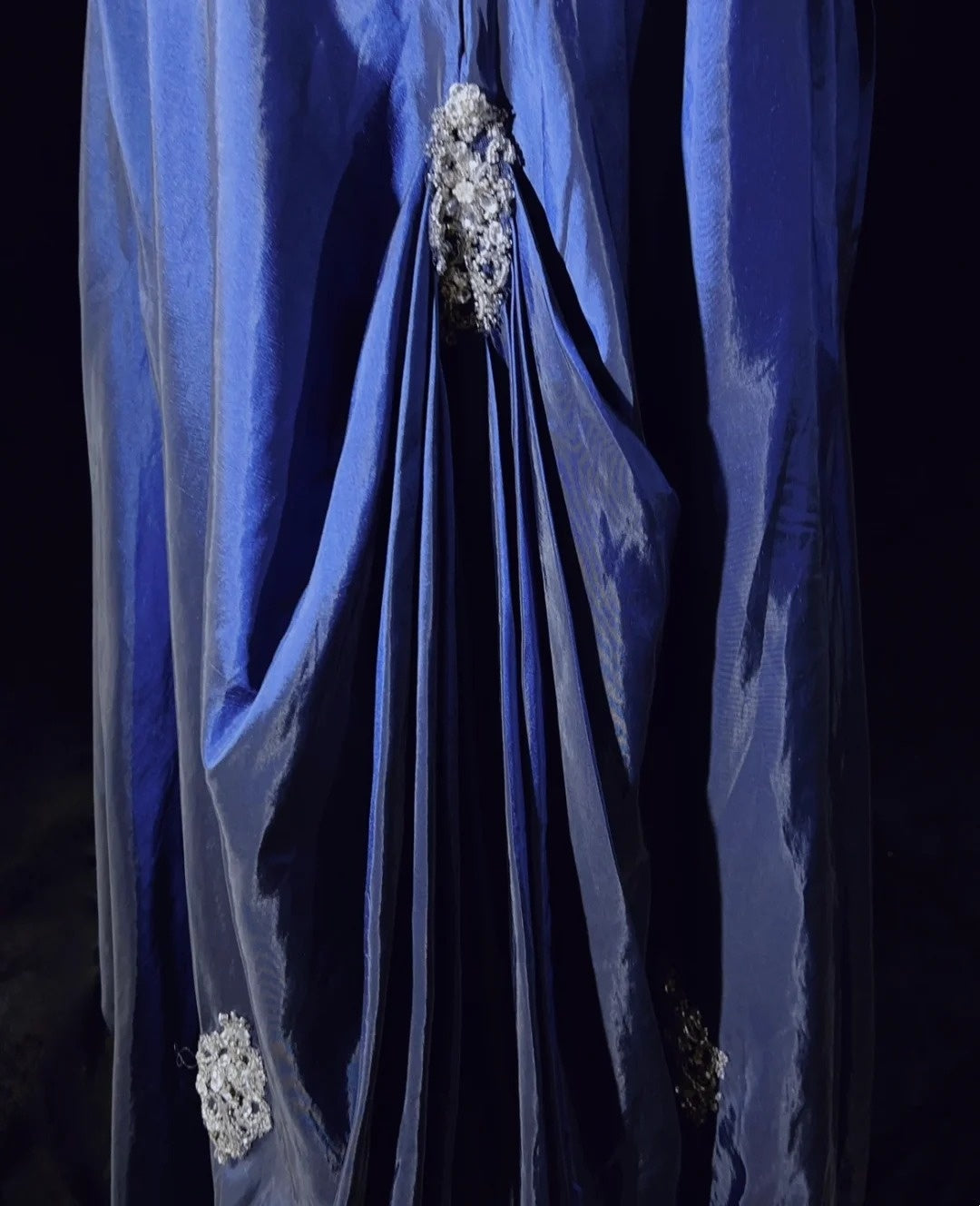 Vintage Prom Dresses A line Sweetheart Navy Blue Taffeta With Beaded Cape 90s Long Formal Gown N2904