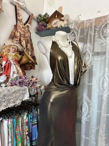 Vintage Mermaid V Neck Backless Satin Sleeveless Formal For Women Girls Teens Prom Dresses N2259
