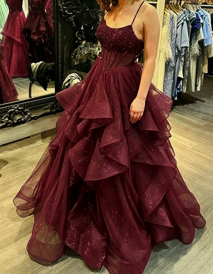 Classy Ball Gown Sheer Corset Prom Dress Inspo For Women Girls Formal Party Gowns Long Formal Dresses AB1844