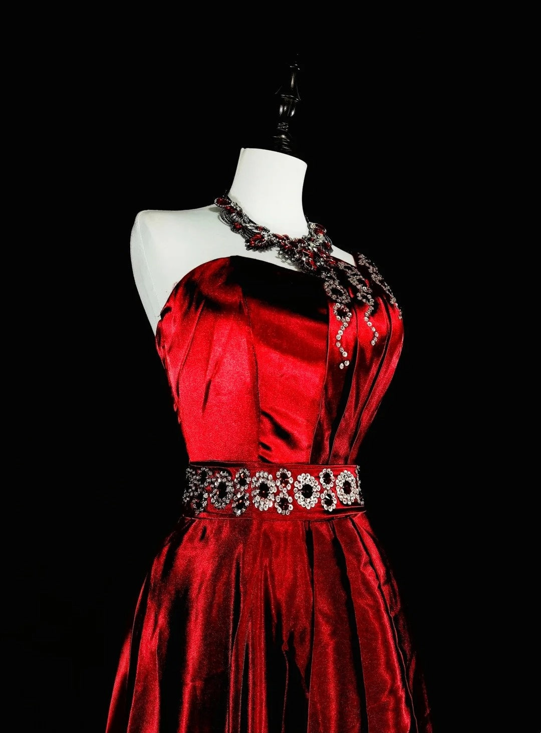 Vintage A Line One Shoulder Red With Beadings Long Prom Gown Party Wear Fashion Dresses N1825