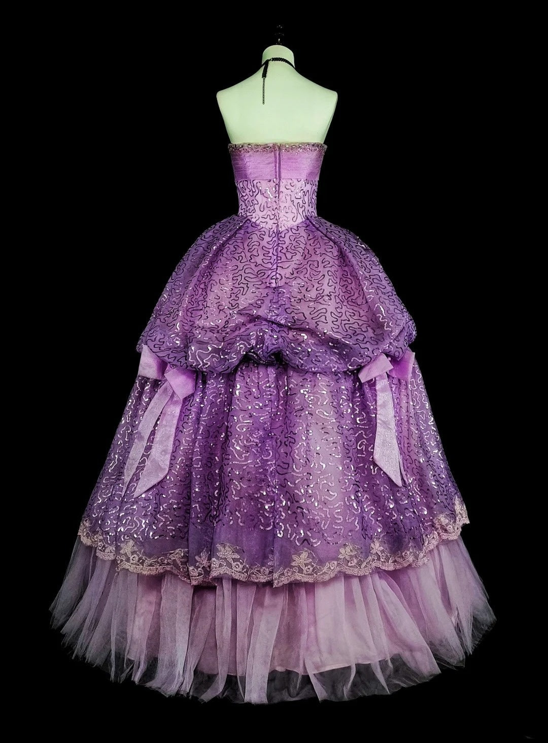 Beautiful Prom Dresses Ball Gown Purple Strapless Tulle With Bow-knot Long Evening Outfits N3421