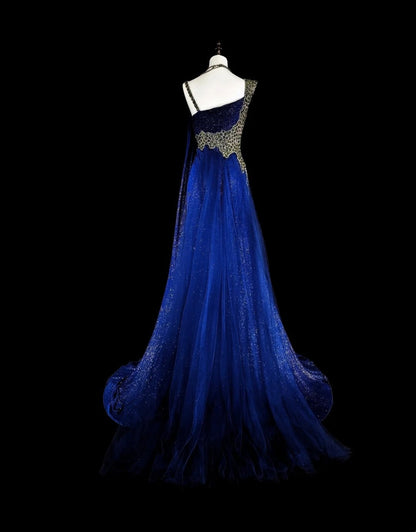 Modest Mermaid Royal Blue Sequins Women With Beadings Long Prom Gown Party Wear Dresses N1850