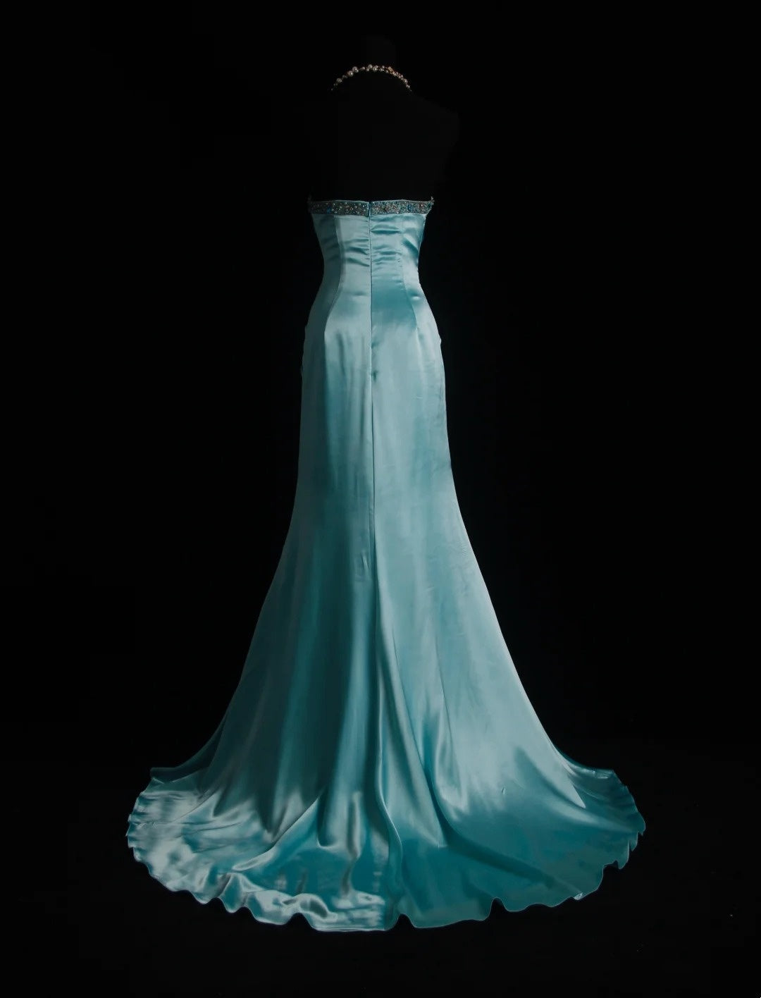 Vintage Mermaid Sweetheart Blue Satin Sleeveless Summer Formal For Women Girls Teens Prom Dresses N2247