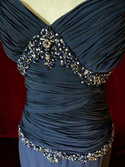 Modest Prom Dresses Inspo A Line Spaghetti Strap Navy Blue With Beading For Women Formal Dress N3262
