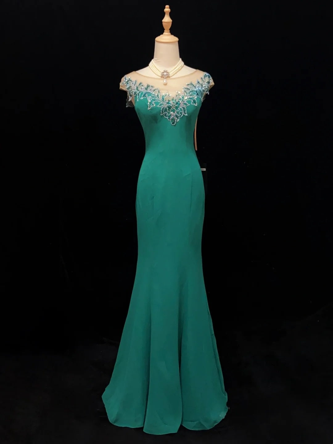 Vintage Prom Dresses Inspo Mermaid Scoop Green With Beading For Women Formal Dress N3223