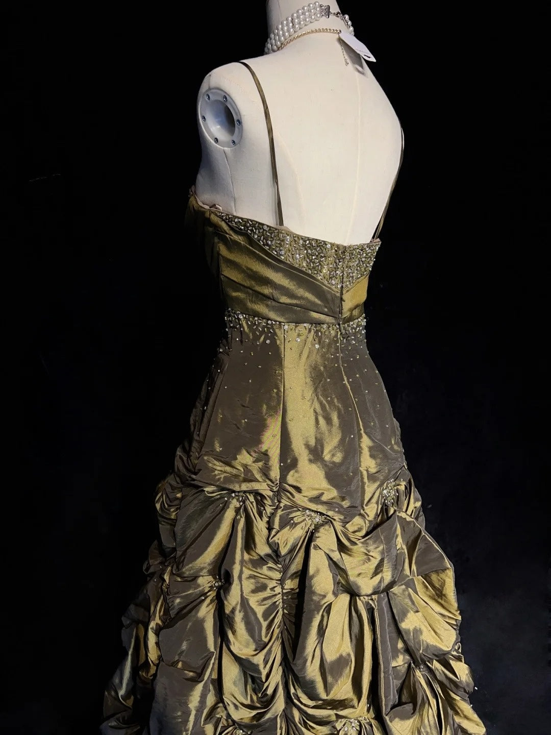 Vintage Prom Dresses Inspo Ball Gown Spaghetti Strap Olive Green With Beading For Women Formal Dress N3217