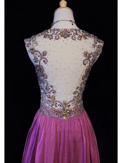 Beautiful Prom Dresses A Line Sweetheart Hot Pink With Beaded Bodice Chiffon Long Evening Outfits N3349