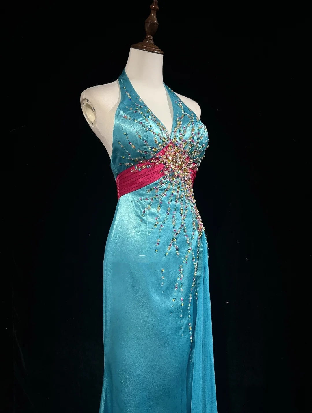 Modest Prom Dresses Inspo Mermaid V Neck Tiffany Blue With Beading For Women Formal Dress N3240