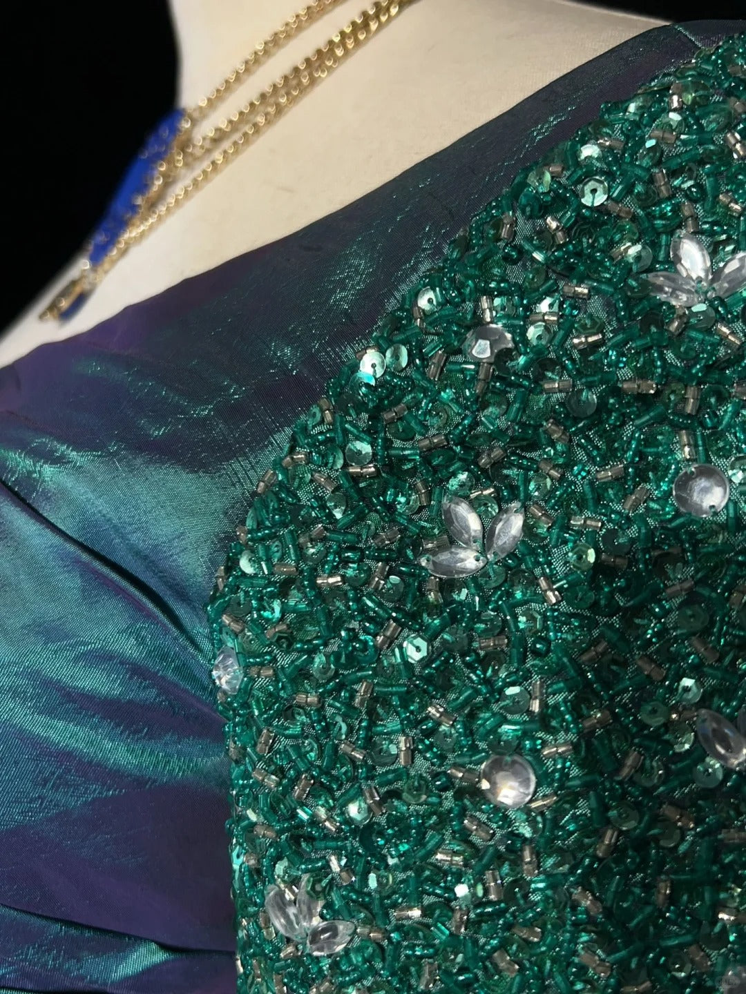 Modest Prom Dresses Mermaid One Shoulder Blue Satin With Beaded Long Evening Outfits N3467