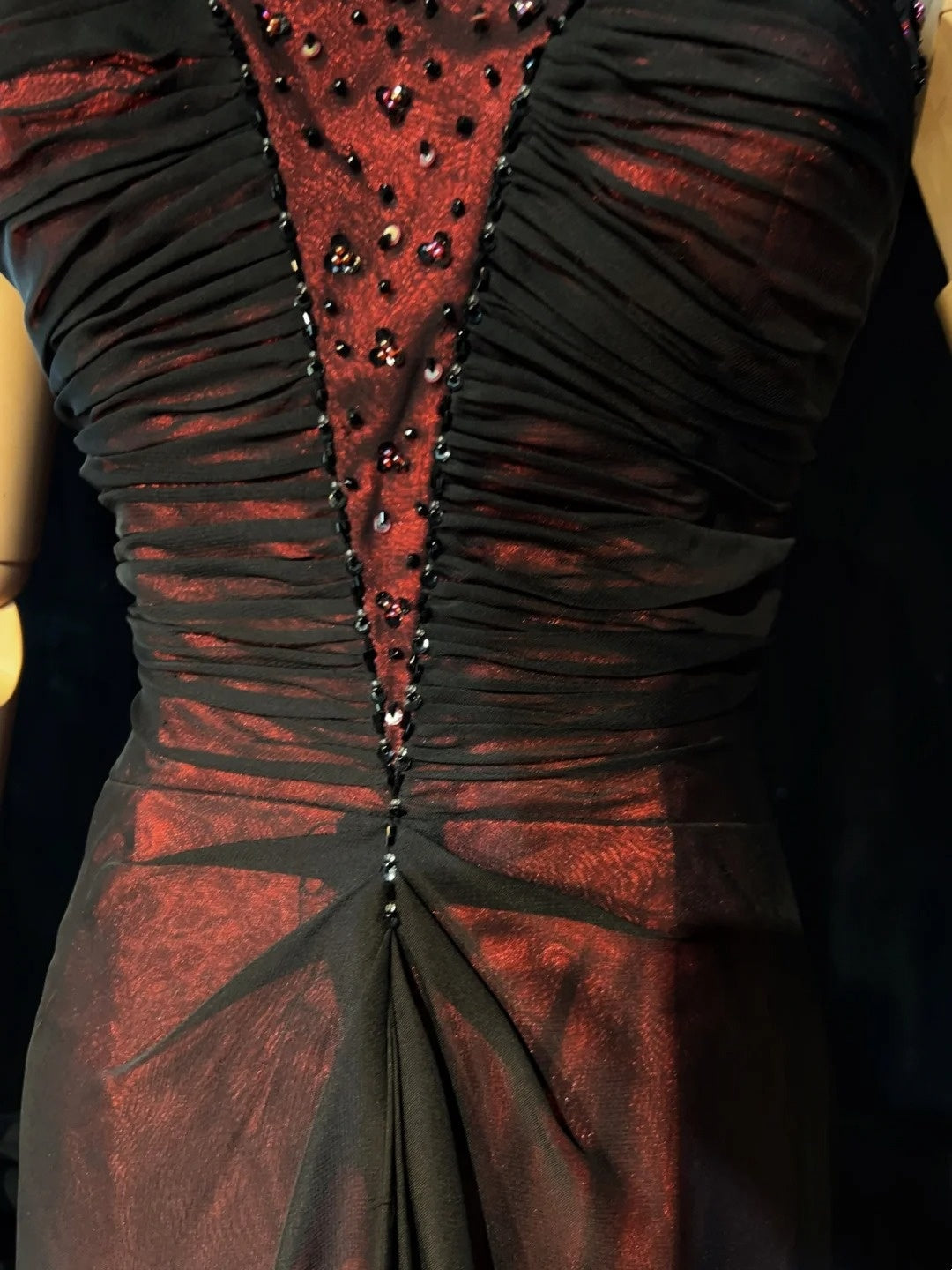 Beautiful Prom Dresses A line Spaghetti Strap Black Red With Cape Long Formal Evening Outfits N3668
