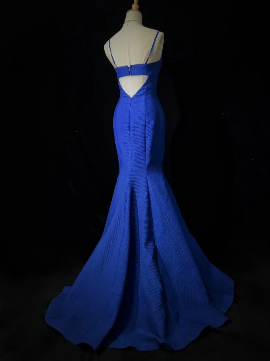 Vintage Prom Dresses 80s Mermaid Spaghetti Strap Royal Blue Long Formal Evening Outfits N3486