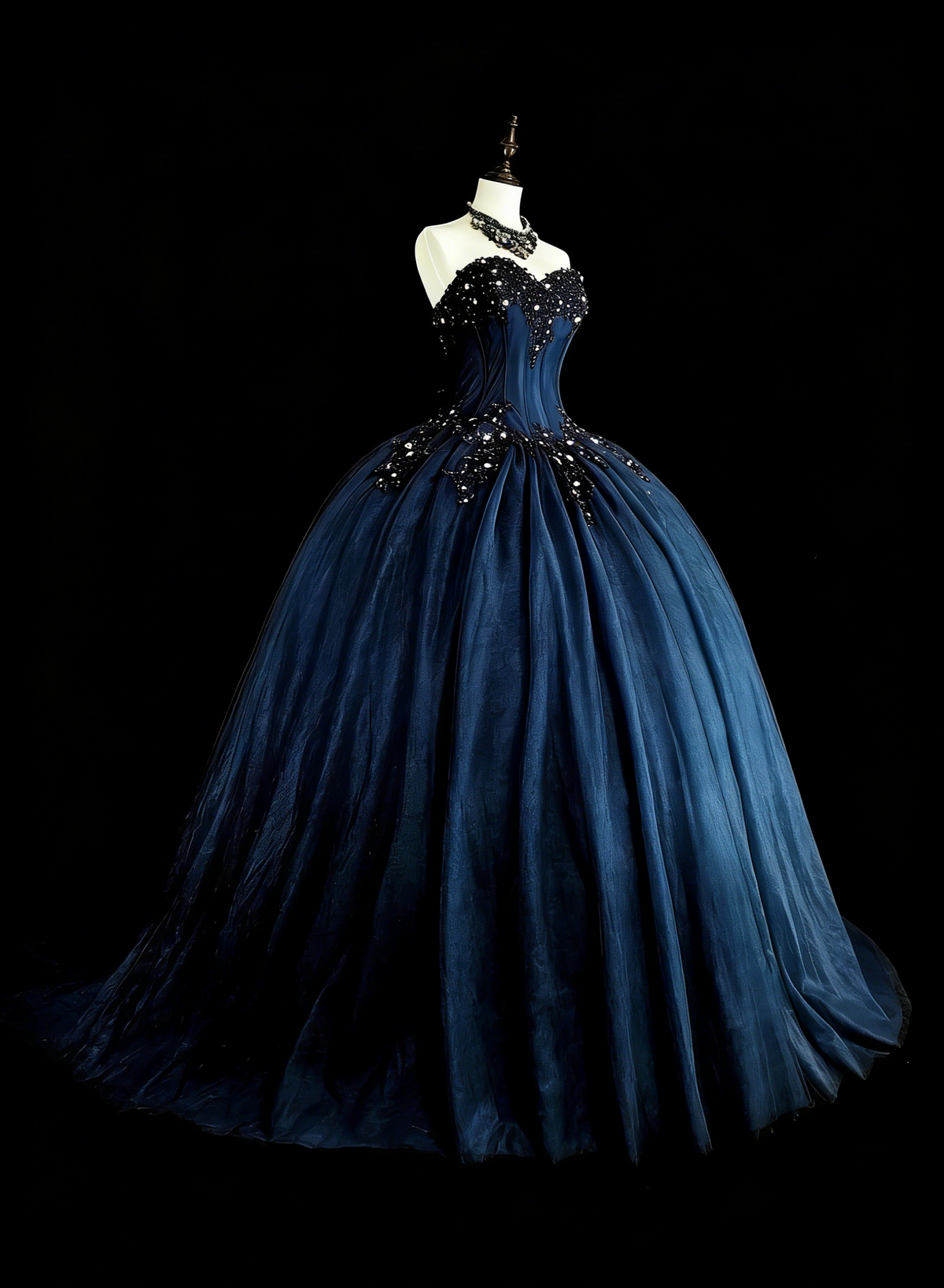 Vintage Ball Gown Sweetheart Navy Blue Tulle 80s Evening Gowns Formal 16th Birthday Dress Long Prom Dresses N1757