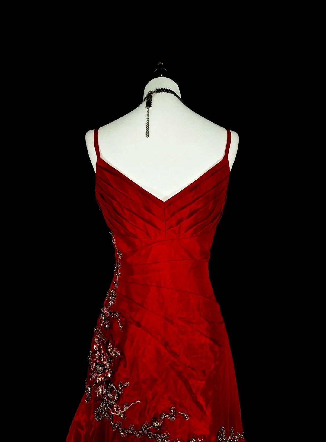 Vintage Mermaid Spaghetti Strap Red With Lace Appliques Beadings Long Prom Gown Party Wear Fashion Dresses N1828