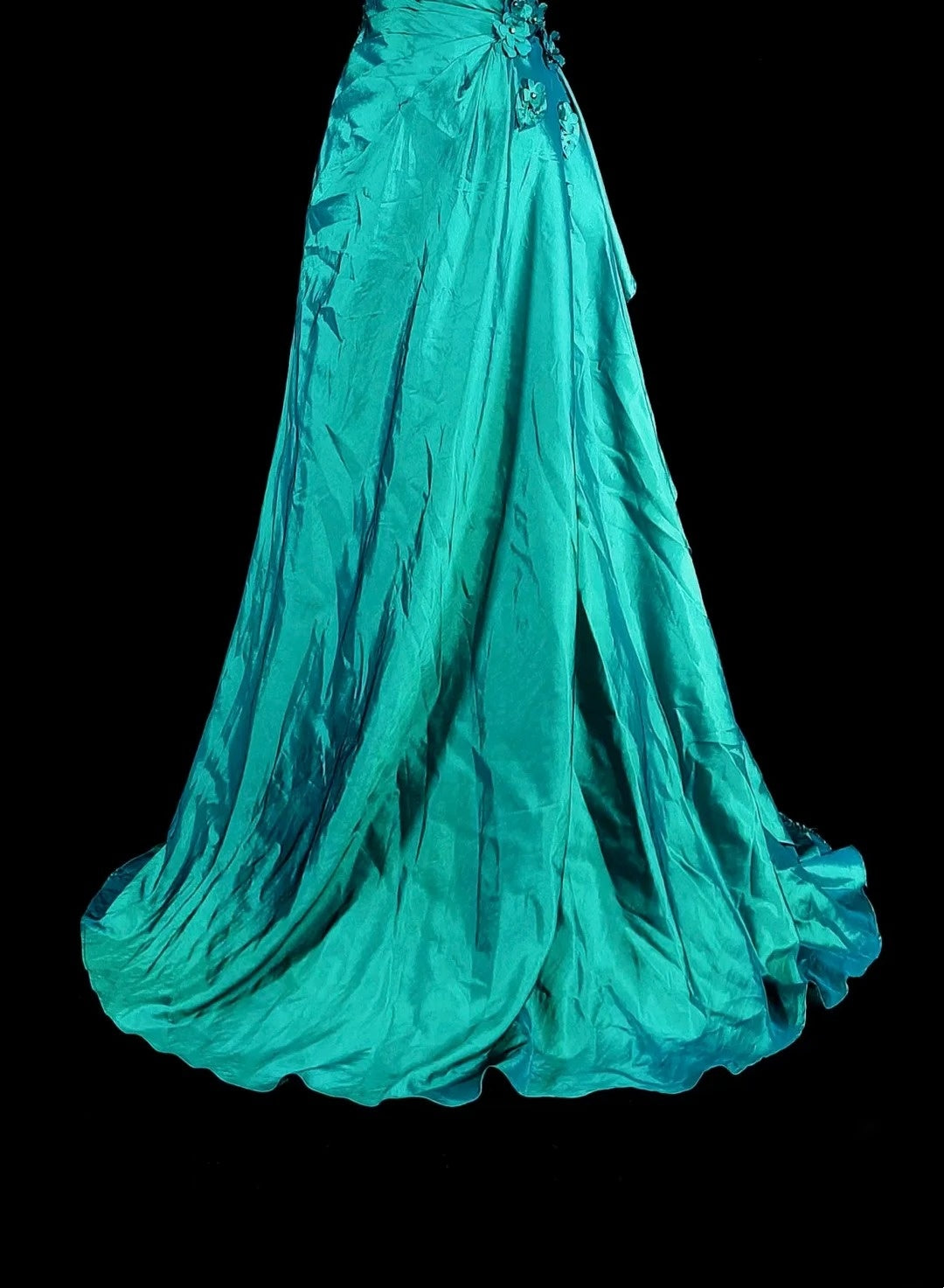 Vintage Mermaid One Shoulder Green 70s With Pleated Beads Long Prom Gown Party Wear Dresses N1838