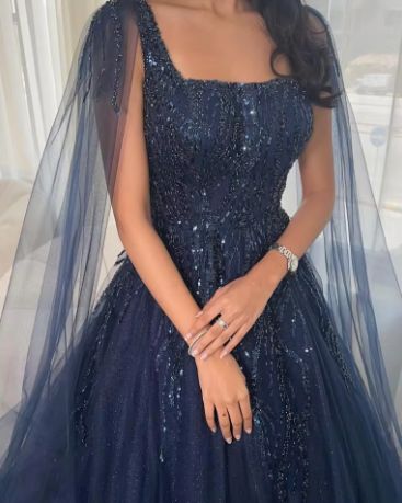 Elegant Ball Gown Square Neck Tulle With Beads Winter Long Formal Ideas Prom Evening Dresses Dinner Outfits Party Gowns  AB2179
