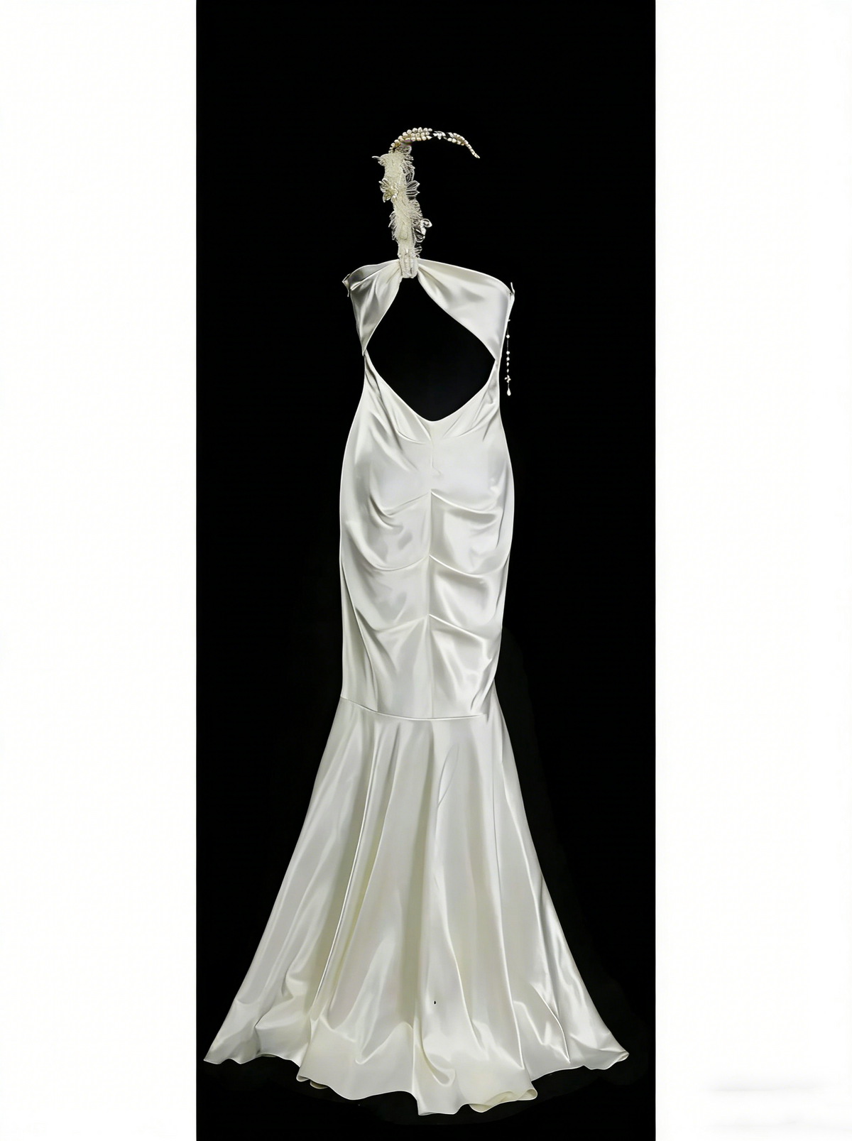 Vintage Mermaid One Shoulder White Backless Summer Formal For Women Girls Teens Prom Dresses N2236