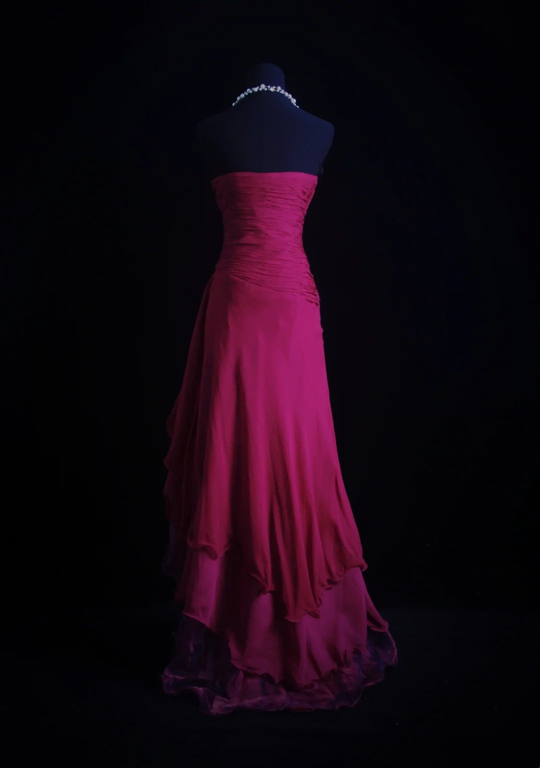 Beautiful Prom Dresses A line Strapless Hot Pink Chiffon Long Evening Outfits N3436