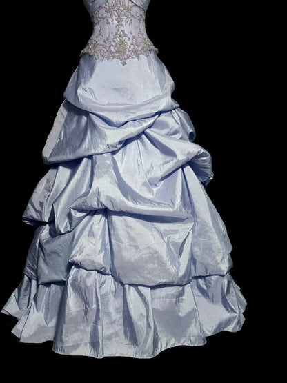 Vintage Prom Dresses Ball Gown Sweetheart Light Lilac Taffeta 80s With Lace Long Formal Evening Outfits N3895