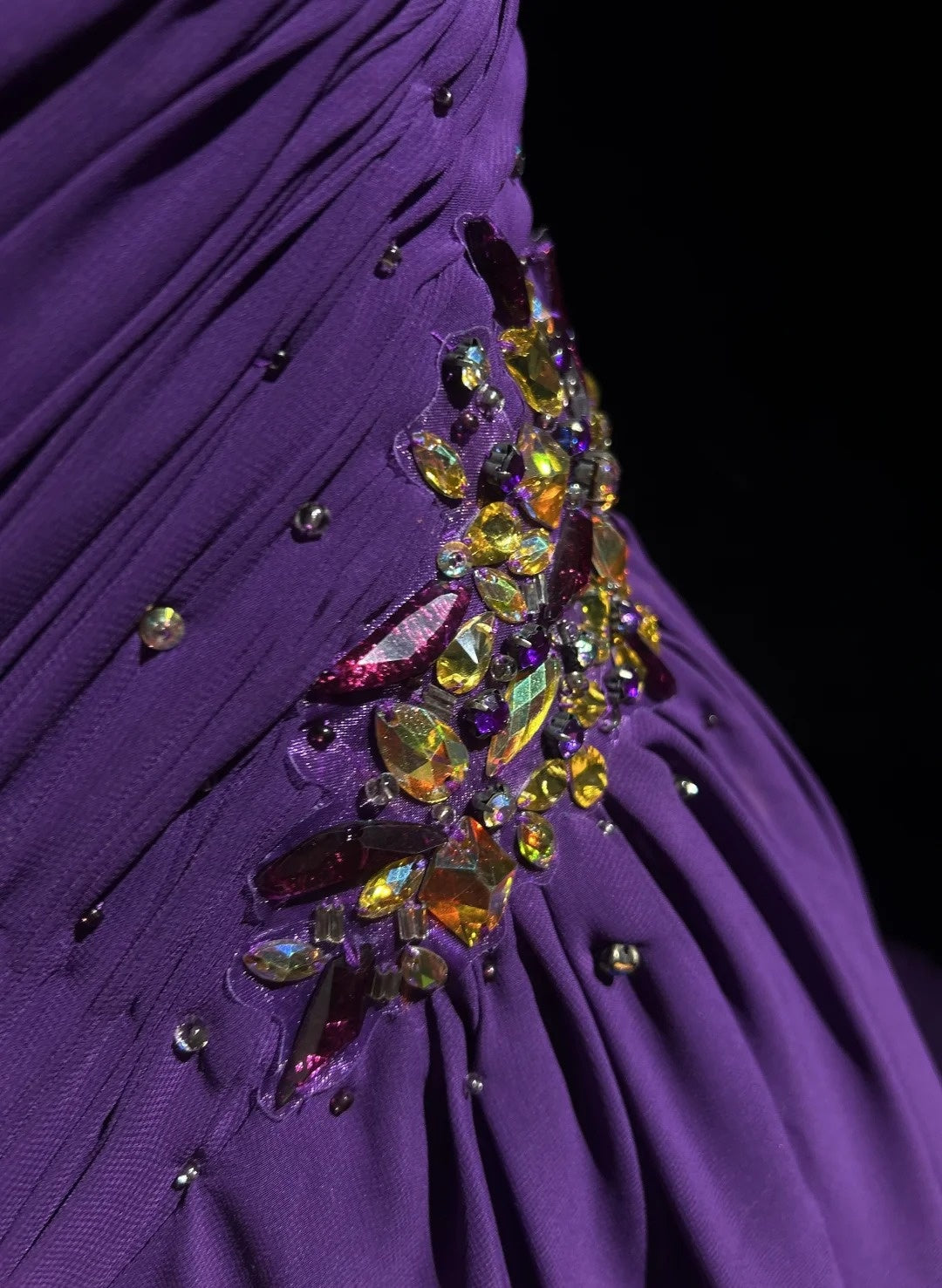Vintage Prom Dresses A line One Shoulder Purple Chiffon 80s With Beaded Long Formal Evening Outfits N3889