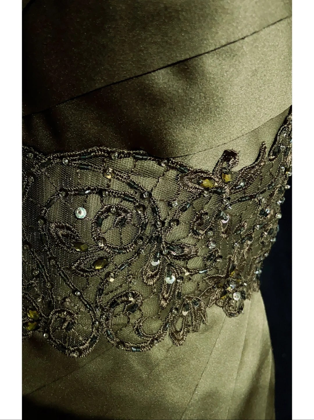 Modest Prom Dresses Mermaid Sweethart Olive Green Satin Sleeveless Formal Outfits N3609