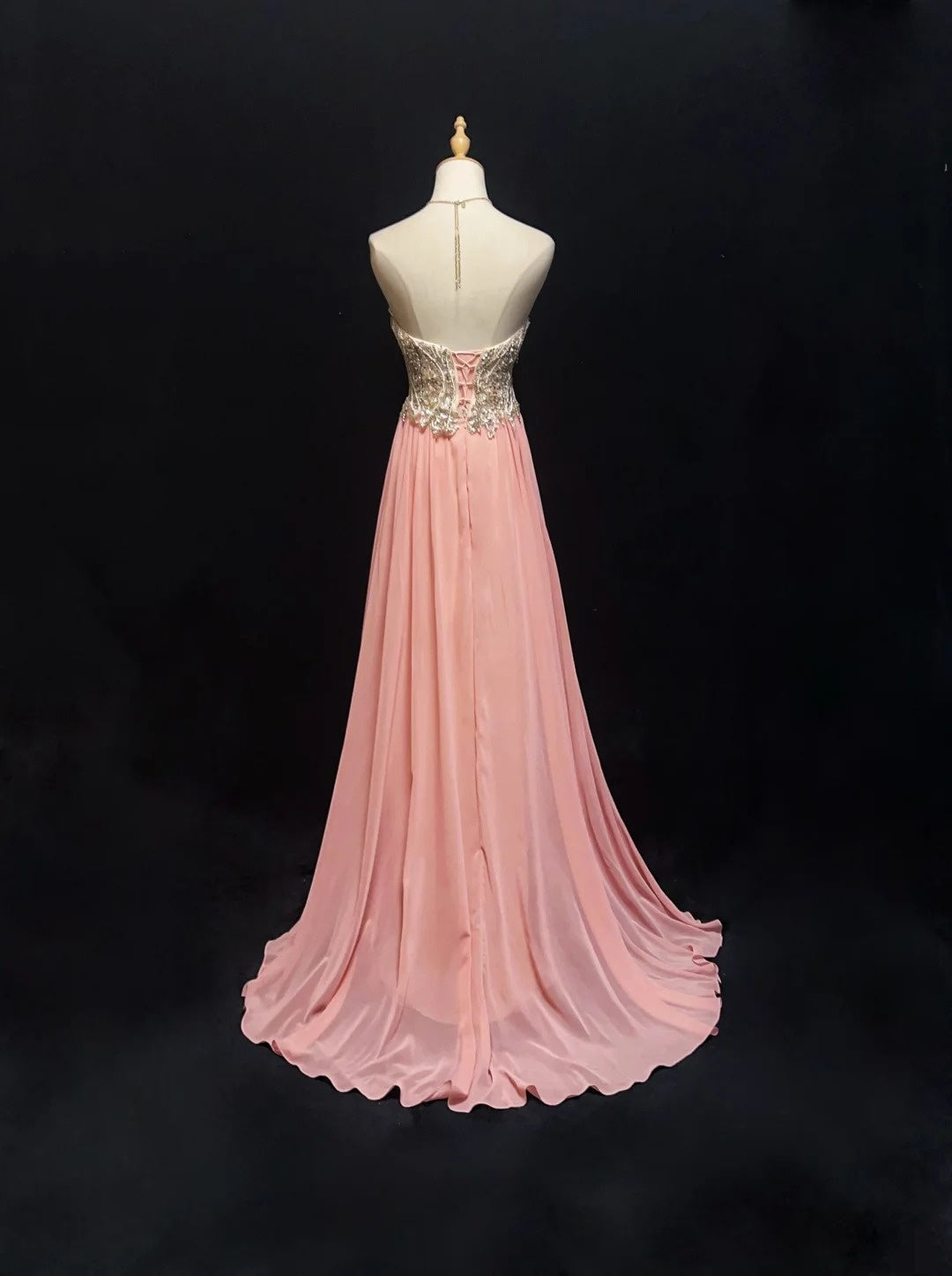 Vintage Prom Aesthetic Dresses A Line Sweetheart Blush Pink Chiffon With Beading Long Formal Dress N3032