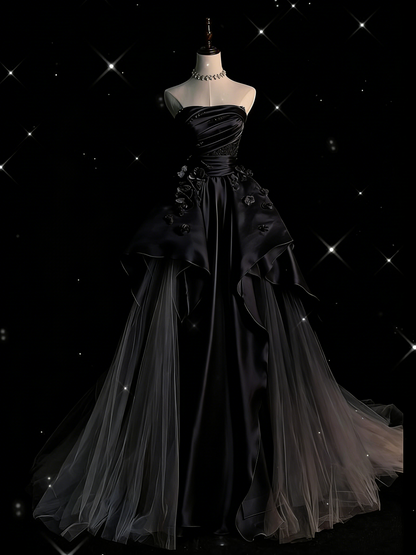 Modest Ball Gown Strapless Grape Tulle Long Prom Dresses Senior Graduation Dance Evening Outfits N035