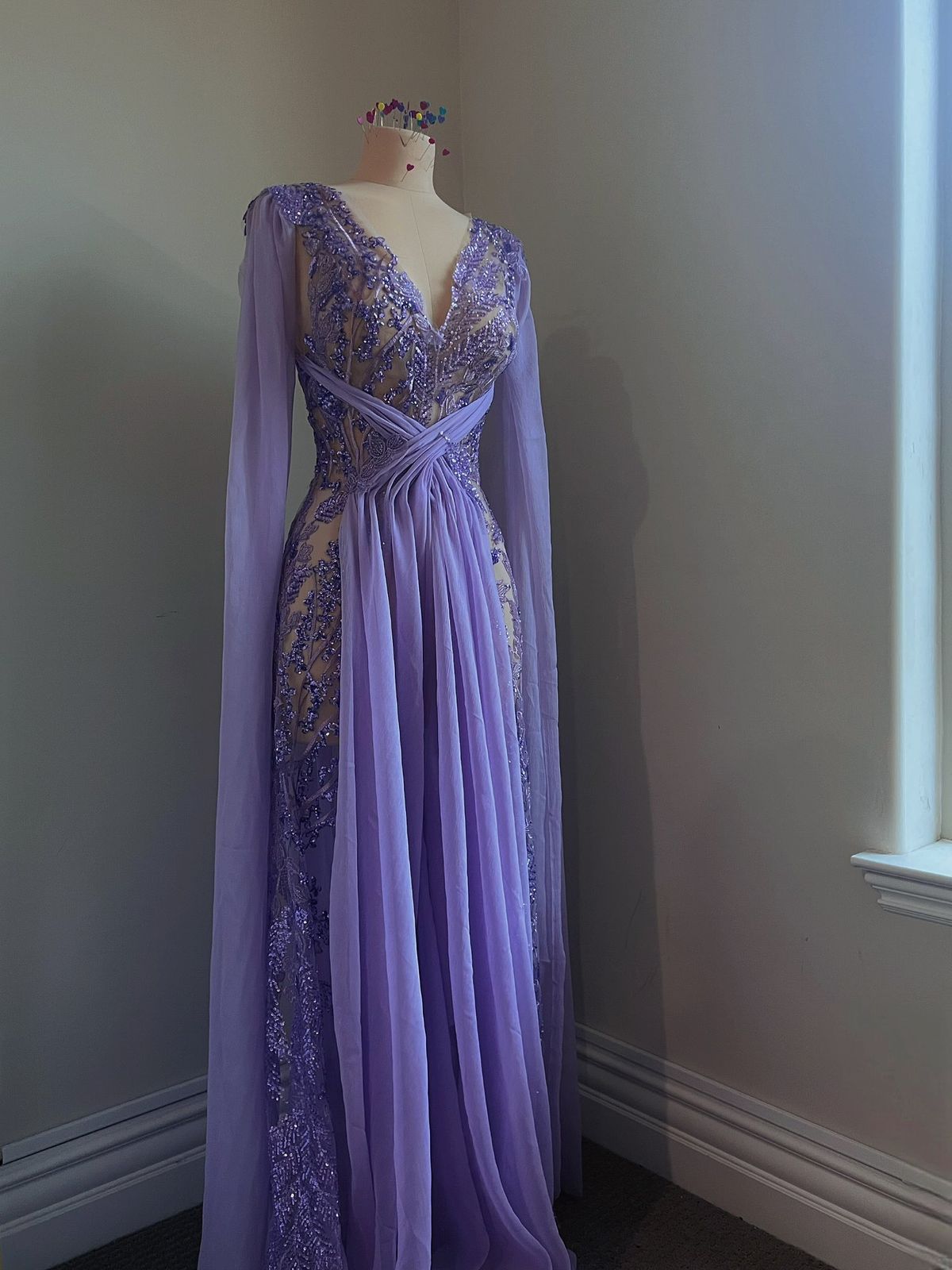 Classy Prom Dresses Impress Outfit A Line V Neck Lilac Chiffon Long Semi Formal Party Dress For Teens High Schools AB1965