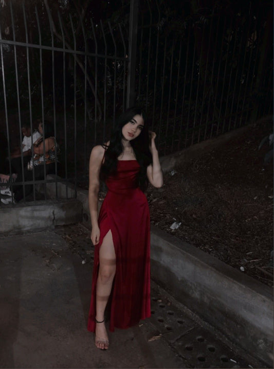 Modest Senior Prom Dresses High Schools Inspiration A Line Halter Burgundy Slit Semi Formal Grad Long Prom Dress For Teens AB2128