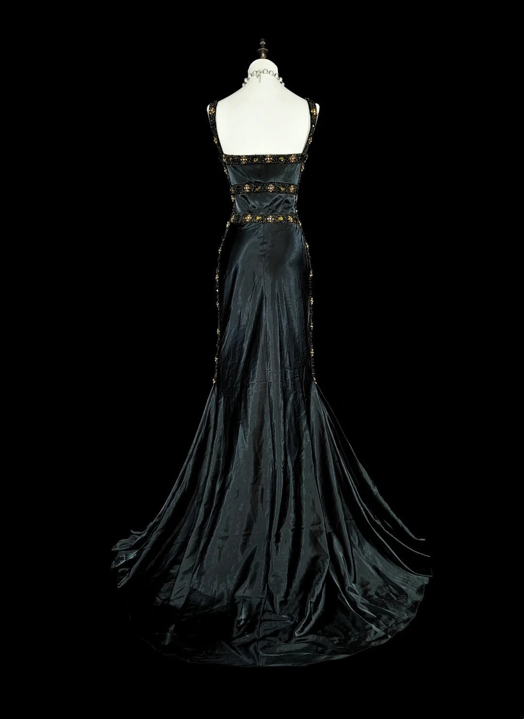 Vintage 1960s Mermaid Sweetheart Black With Straps Sleeveless Long Prom Formal Dresses N1591