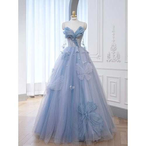 Ball Gowns Prom Dress Women Sweetheart Blue Tulle Long Formal Dance Evening Party Gowns AB1733