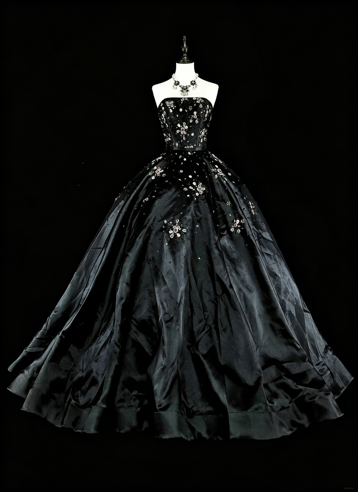 Modest Prom Dresses Ball Gown Strapless Black Tulle Sweet 16 Dress Formal Evening Outfits N3517