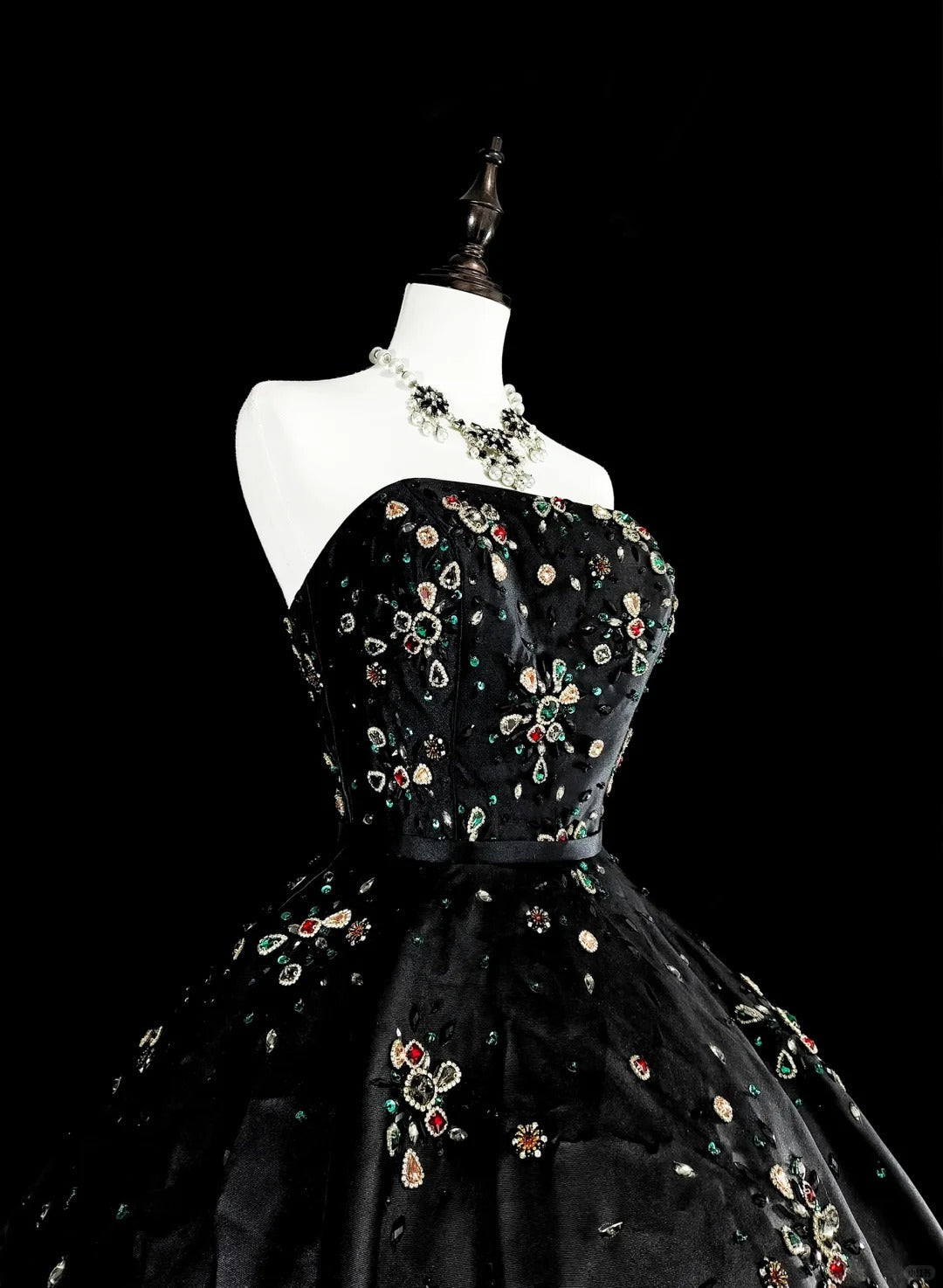 Modest Prom Dresses Ball Gown Strapless Black Tulle Sweet 16 Dress Formal Evening Outfits N3517