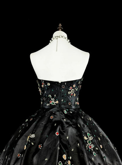 Modest Prom Dresses Ball Gown Strapless Black Tulle Sweet 16 Dress Formal Evening Outfits N3517