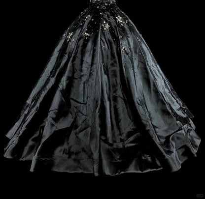 Modest Prom Dresses Ball Gown Strapless Black Tulle Sweet 16 Dress Formal Evening Outfits N3517