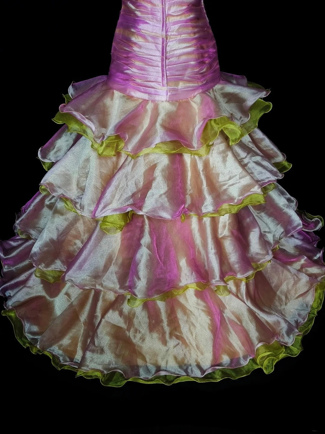 Vintage 1760s Strapless Pink Organza Sleeveless Pleated Mermaid Long Prom Dresses N1578