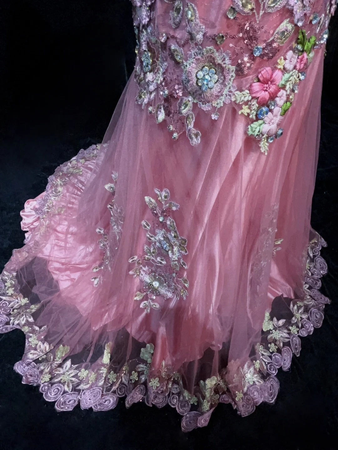 Beautiful Prom Dresses Mermaid Spaghetti Strap Pink With Flowers Beading Long Evening Outfits N3318