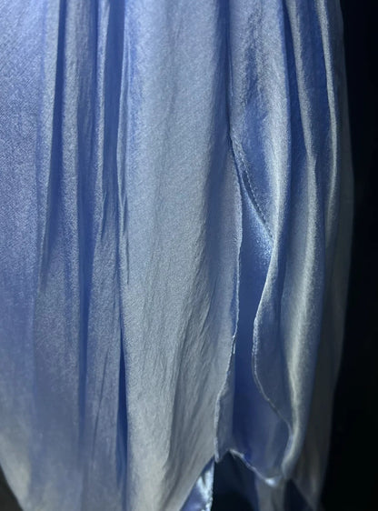Vintage Prom Dresses A Line Sweethart Blue Chiffon With Beading Long Formal Evening Outfits N3869