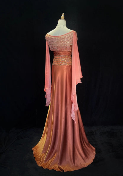 Elegant Prom Dresses Mermaid Strapless Chiffon Ruffled Beaded Jacket Floor Length Formal Evening Outfits N3489