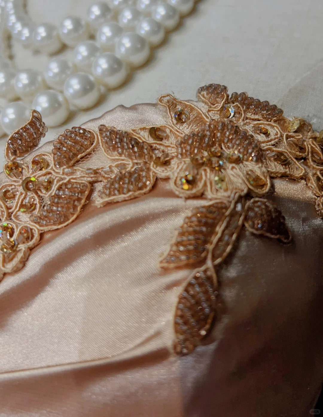 Glamour Prom Dresses Mermaid Strapless Blush Pink Satin Gold Lace With Beading Formal Evening Outfits N3835