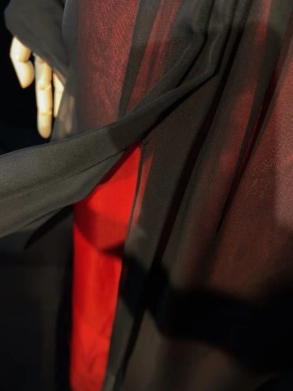 Beautiful Prom Dresses A line Spaghetti Strap Black Red With Cape Long Formal Evening Outfits N3668