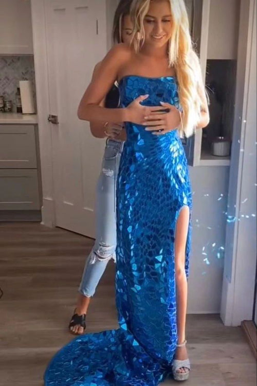 Women's Cocktail Party Gowns Mermaid Charming Sweetheart Royal Blue Prom Dresses AB1912