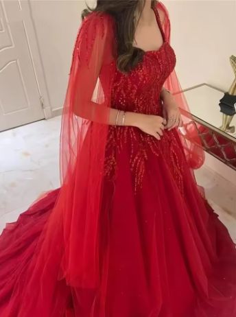 Elegant Ball Gown Square Neck Tulle With Beads Winter Long Formal Ideas Prom Evening Dresses Dinner Outfits Party Gowns  AB2179