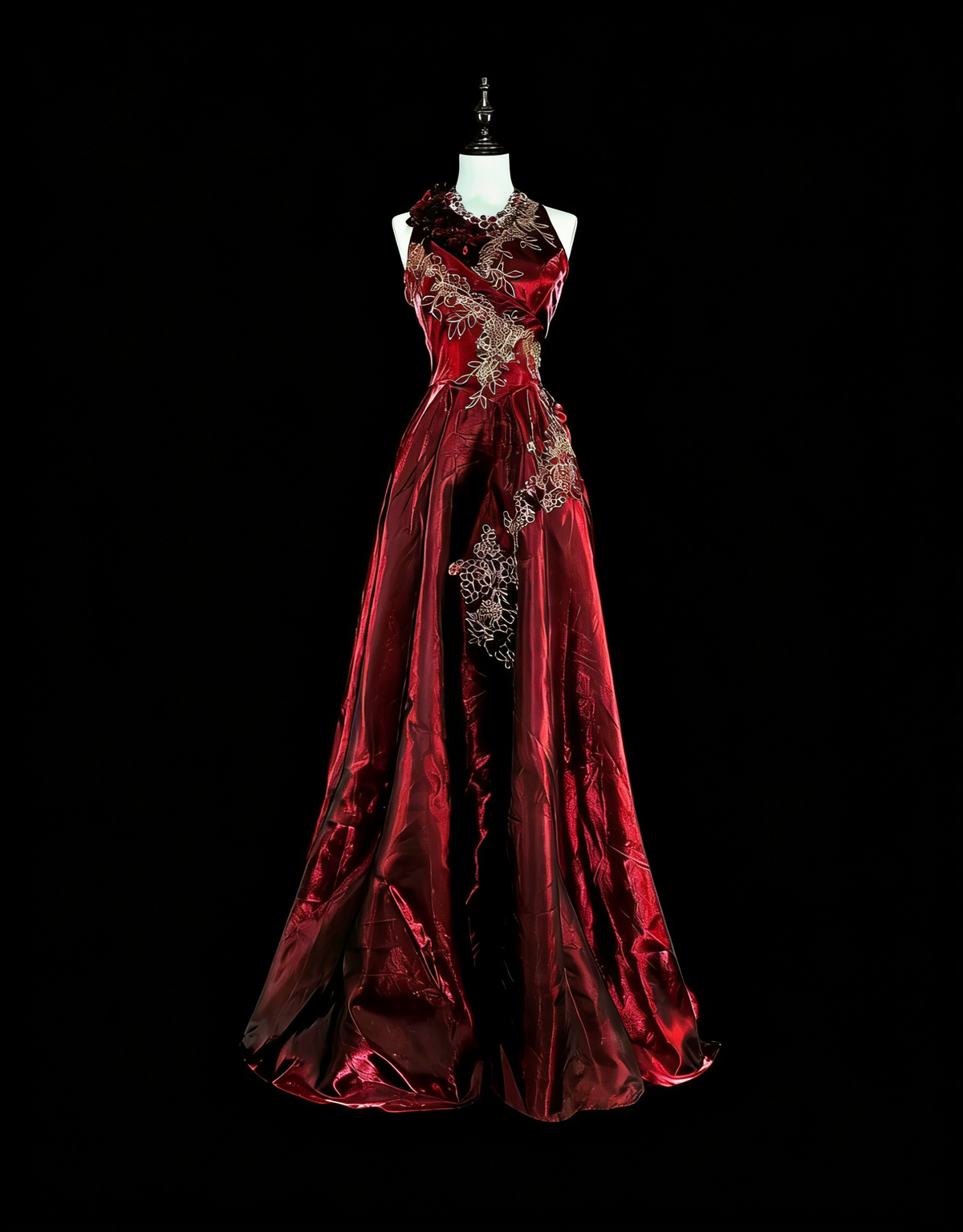 Vintage A line Scoop Burgundy Satin 80s Evening Gowns Formal Birthday Dress Long Prom Dresses N1758