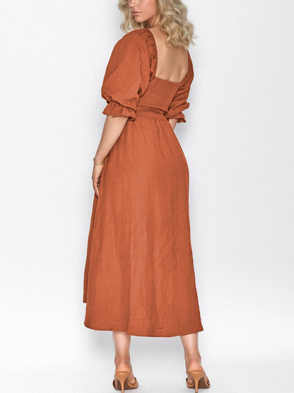 CALL IT LOVE TWO WAY TIERED MIDI DRESS - ORANGE